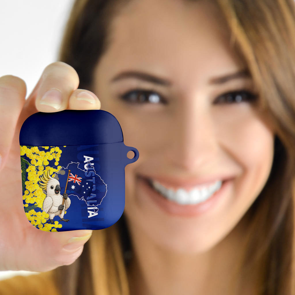 Australia Cockatoo AirPods Case Aussie Flag With Golden Wattle