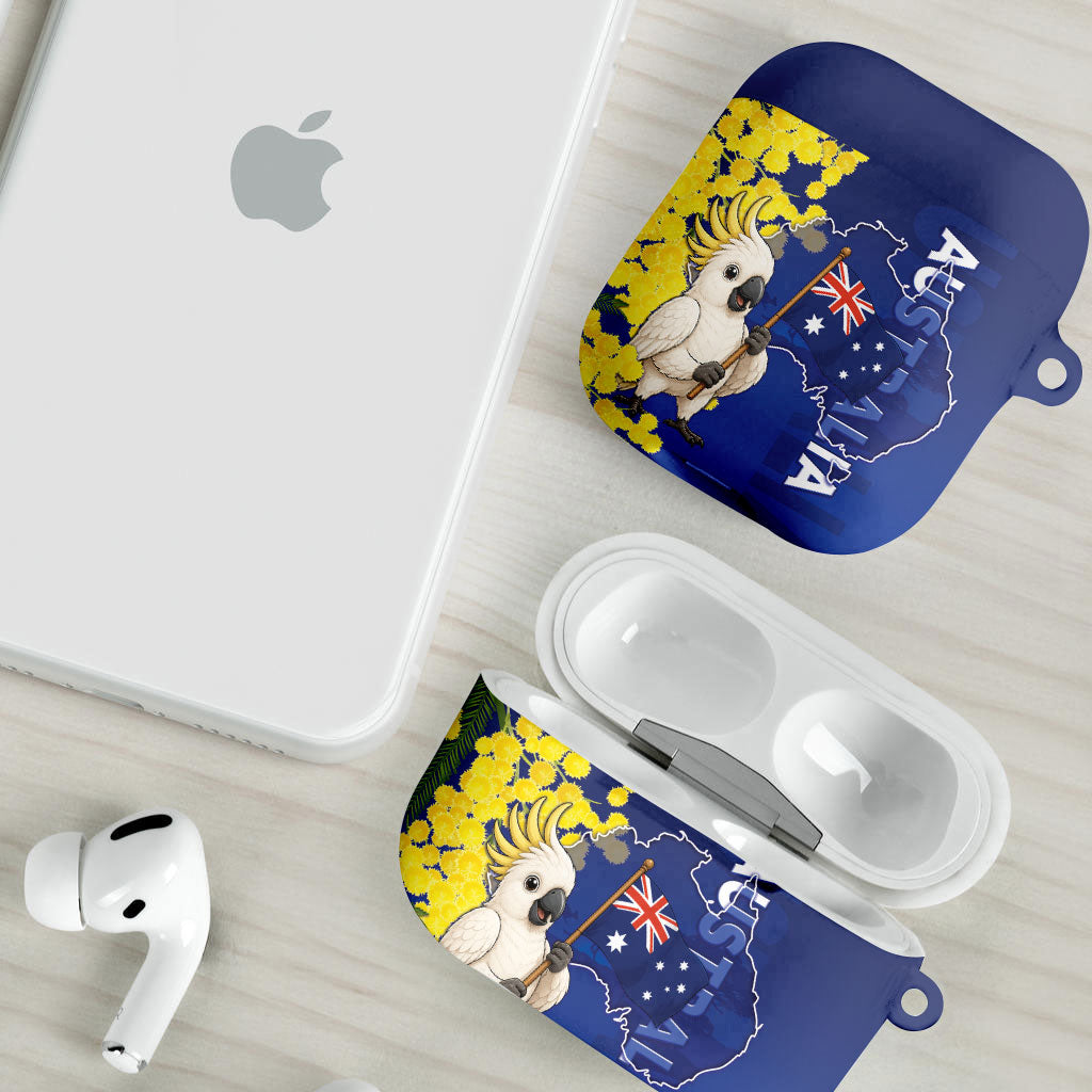 Australia Cockatoo AirPods Case Aussie Flag With Golden Wattle