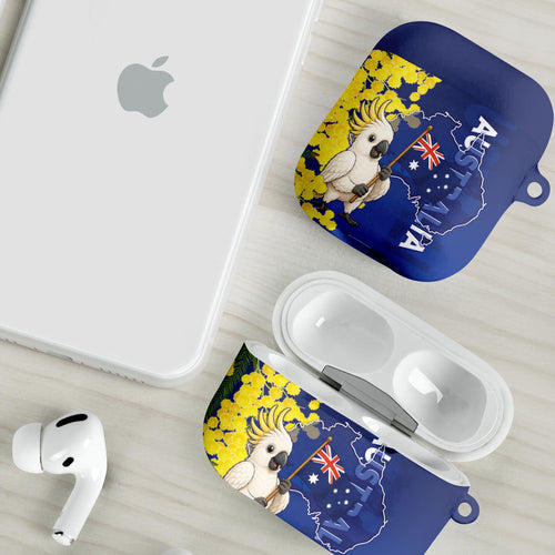Australia Cockatoo AirPods Case Aussie Flag With Golden Wattle