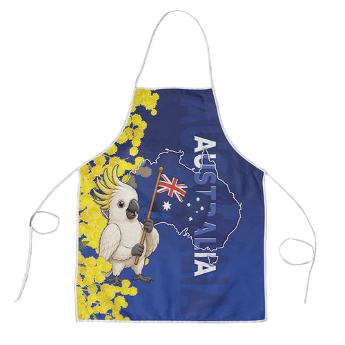 Australia Cockatoo Apron Aussie Flag With Golden Wattle