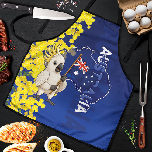 Australia Cockatoo Apron Aussie Flag With Golden Wattle