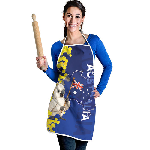 Australia Cockatoo Apron Aussie Flag With Golden Wattle