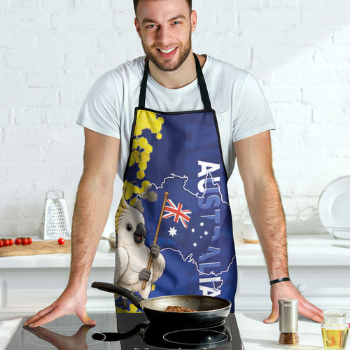 Australia Cockatoo Apron Aussie Flag With Golden Wattle
