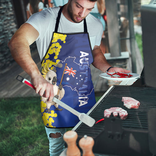 Australia Cockatoo Apron Aussie Flag With Golden Wattle