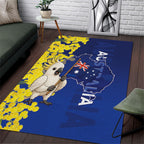 Australia Cockatoo Area Rug Aussie Flag With Golden Wattle