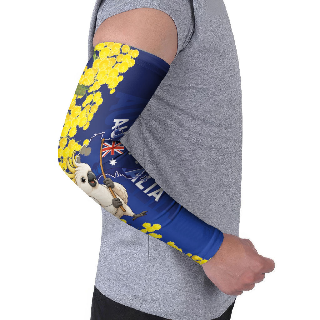 Australia Cockatoo Arm Sleeves Aussie Flag With Golden Wattle