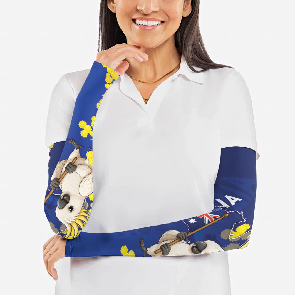 Australia Cockatoo Arm Sleeves Aussie Flag With Golden Wattle