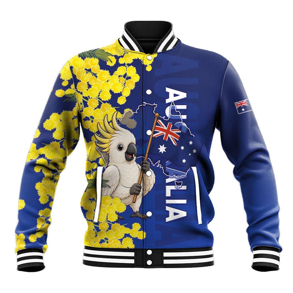 Australia Cockatoo Baseball Jacket Aussie Flag With Golden Wattle
