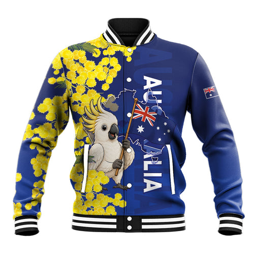 Australia Cockatoo Baseball Jacket Aussie Flag With Golden Wattle