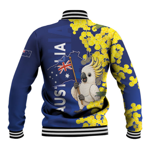 Australia Cockatoo Baseball Jacket Aussie Flag With Golden Wattle