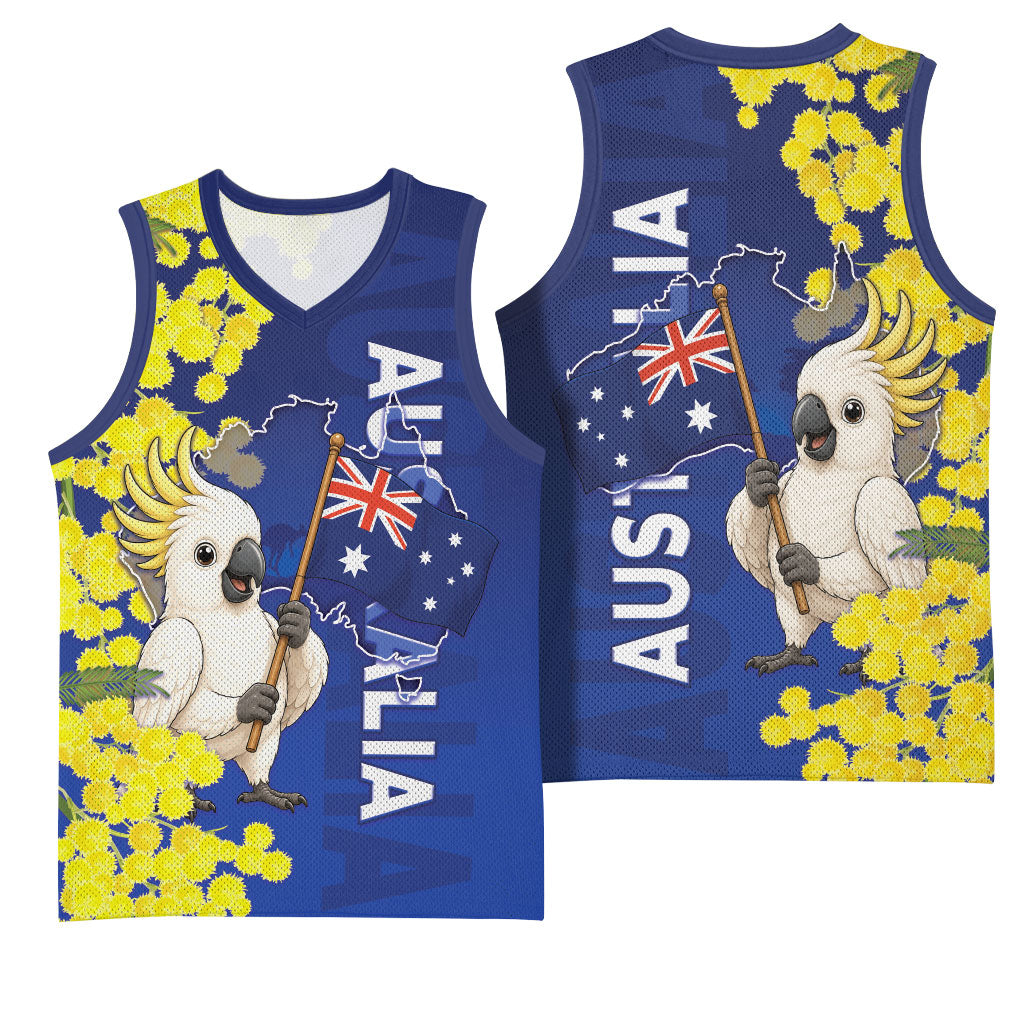 Australia Cockatoo Basketball Jersey Aussie Flag With Golden Wattle