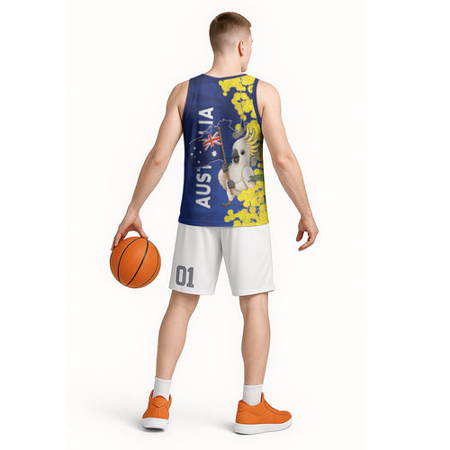 Australia Cockatoo Basketball Jersey Aussie Flag With Golden Wattle