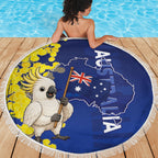 Australia Cockatoo Beach Blanket Aussie Flag With Golden Wattle