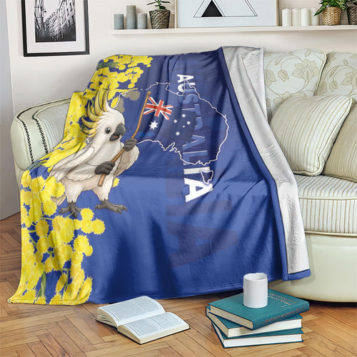 Australia Cockatoo Blanket Aussie Flag With Golden Wattle