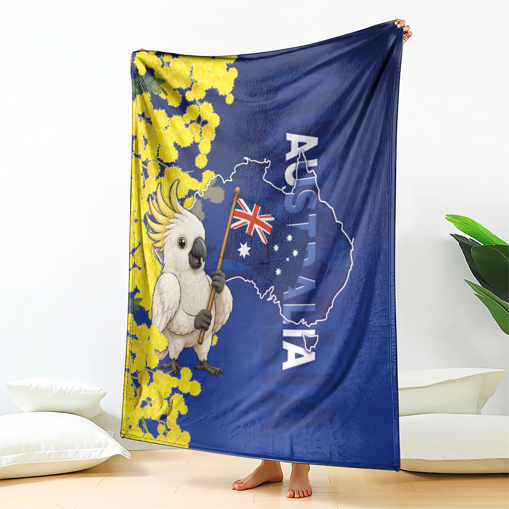 Australia Cockatoo Blanket Aussie Flag With Golden Wattle