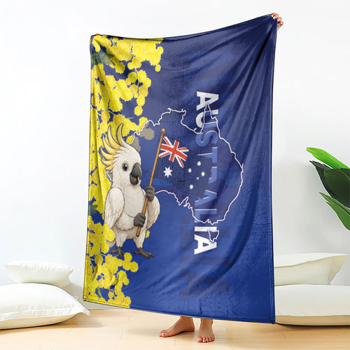 Australia Cockatoo Blanket Aussie Flag With Golden Wattle