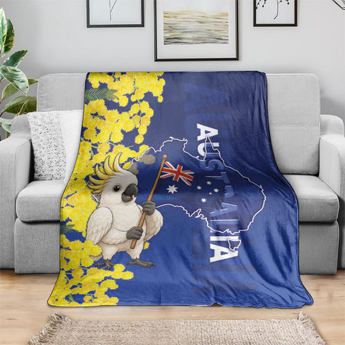 Australia Cockatoo Blanket Aussie Flag With Golden Wattle