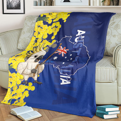 Australia Cockatoo Blanket Aussie Flag With Golden Wattle