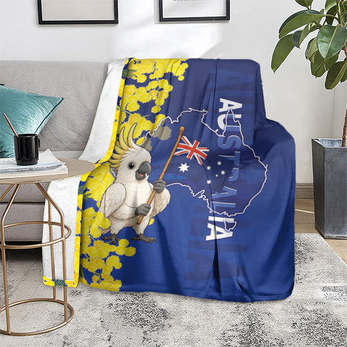 Australia Cockatoo Blanket Aussie Flag With Golden Wattle
