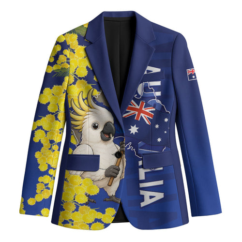 Australia Cockatoo Blazer Aussie Flag With Golden Wattle