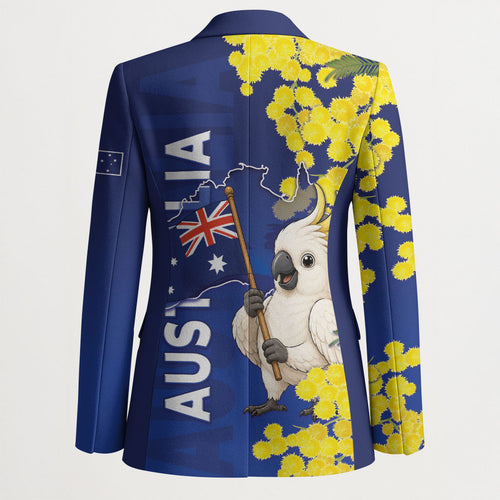 Australia Cockatoo Blazer Aussie Flag With Golden Wattle