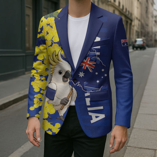 Australia Cockatoo Blazer Aussie Flag With Golden Wattle