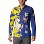 Australia Cockatoo Button Sweatshirt Aussie Flag With Golden Wattle