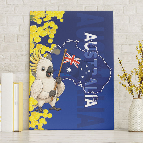 Australia Cockatoo Canvas Wall Art Aussie Flag With Golden Wattle