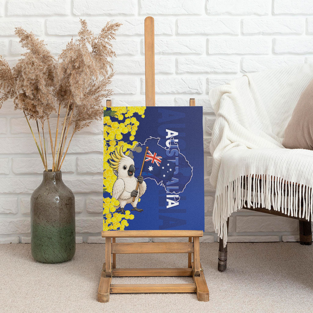 Australia Cockatoo Canvas Wall Art Aussie Flag With Golden Wattle