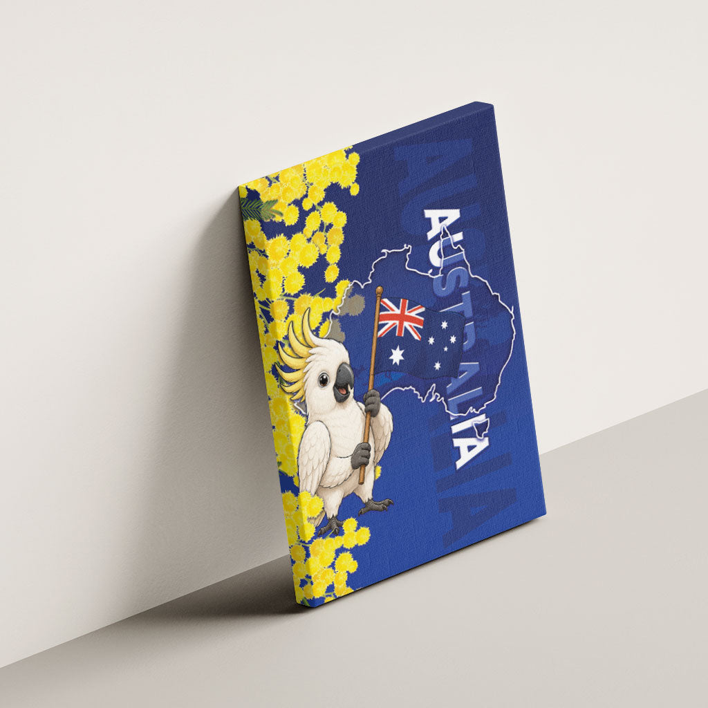 Australia Cockatoo Canvas Wall Art Aussie Flag With Golden Wattle