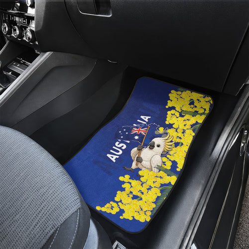 Australia Cockatoo Car Mats Aussie Flag With Golden Wattle