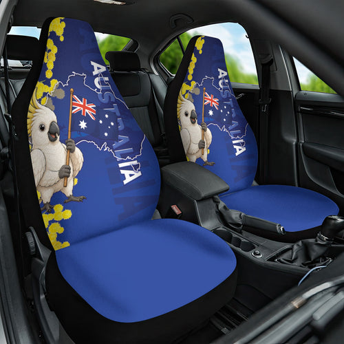 Australia Cockatoo Car Seat Cover Aussie Flag With Golden Wattle