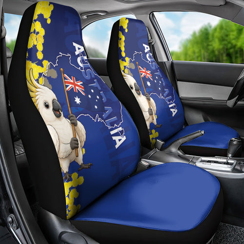 Australia Cockatoo Car Seat Cover Aussie Flag With Golden Wattle