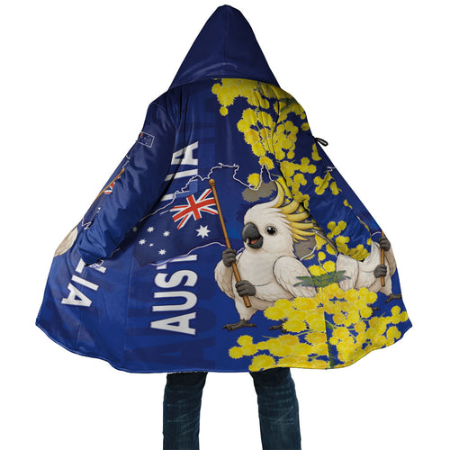 Australia Cockatoo Cloak Aussie Flag With Golden Wattle