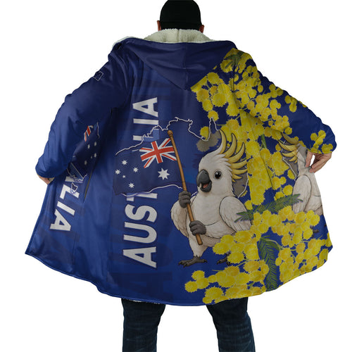 Australia Cockatoo Cloak Aussie Flag With Golden Wattle