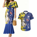 Australia Cockatoo Couples Matching Mermaid Dress and Hawaiian Shirt Aussie Flag With Golden Wattle