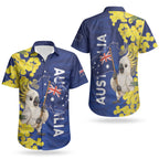 Australia Cockatoo Couples Matching Off Shoulder Maxi Dress and Hawaiian Shirt Aussie Flag With Golden Wattle