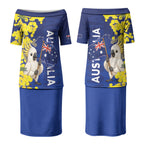 Australia Cockatoo Couples Matching Puletasi and Hawaiian Shirt Aussie Flag With Golden Wattle