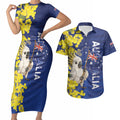 Australia Cockatoo Couples Matching Short Sleeve Bodycon Dress and Hawaiian Shirt Aussie Flag With Golden Wattle