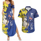 Australia Cockatoo Couples Matching Summer Maxi Dress and Hawaiian Shirt Aussie Flag With Golden Wattle