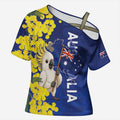 Australia Cockatoo Cross Shoulder Shirt Aussie Flag With Golden Wattle
