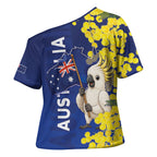 Australia Cockatoo Cross Shoulder Shirt Aussie Flag With Golden Wattle