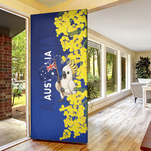 Australia Cockatoo Door Cover Aussie Flag With Golden Wattle