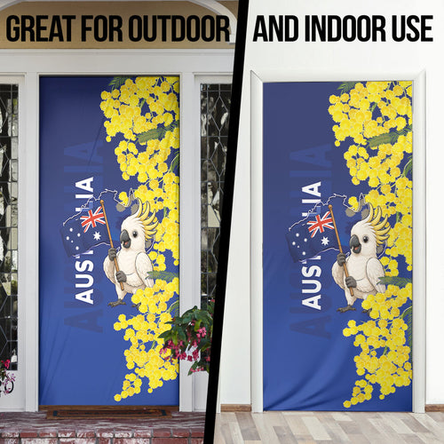 Australia Cockatoo Door Cover Aussie Flag With Golden Wattle