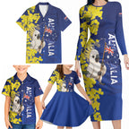 Australia Cockatoo Family Matching Long Sleeve Bodycon Dress and Hawaiian Shirt Aussie Flag With Golden Wattle