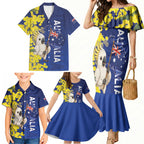 Australia Cockatoo Family Matching Mermaid Dress and Hawaiian Shirt Aussie Flag With Golden Wattle