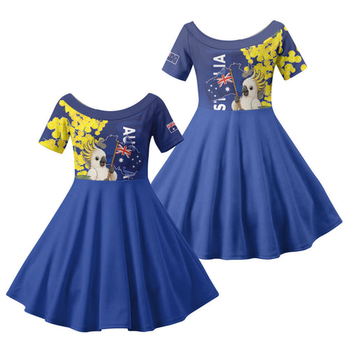 Australia Cockatoo Family Matching Mermaid Dress and Hawaiian Shirt Aussie Flag With Golden Wattle