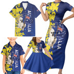 Australia Cockatoo Family Matching Short Sleeve Bodycon Dress and Hawaiian Shirt Aussie Flag With Golden Wattle