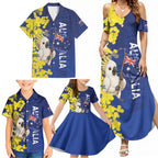 Australia Cockatoo Family Matching Summer Maxi Dress and Hawaiian Shirt Aussie Flag With Golden Wattle