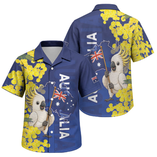 Australia Cockatoo Family Matching Summer Maxi Dress and Hawaiian Shirt Aussie Flag With Golden Wattle